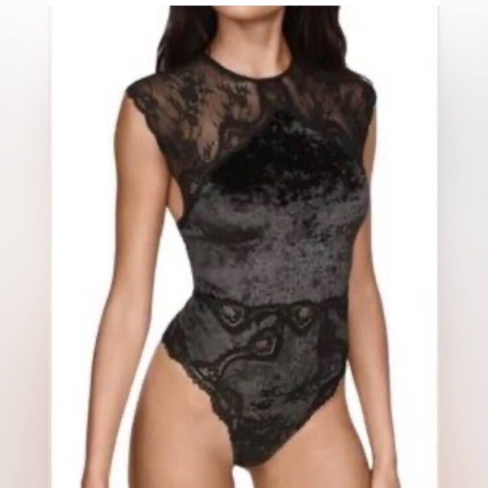 Victoria Secret velvet & lace bodysuit size small